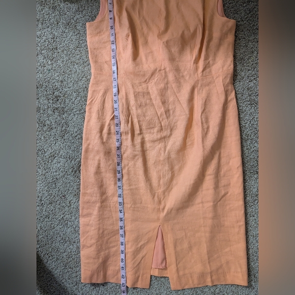 Ann Taylor Apricot Orange Linen Blend Boat Neck Sheath Dress Size 14 - Picture 9 of 10